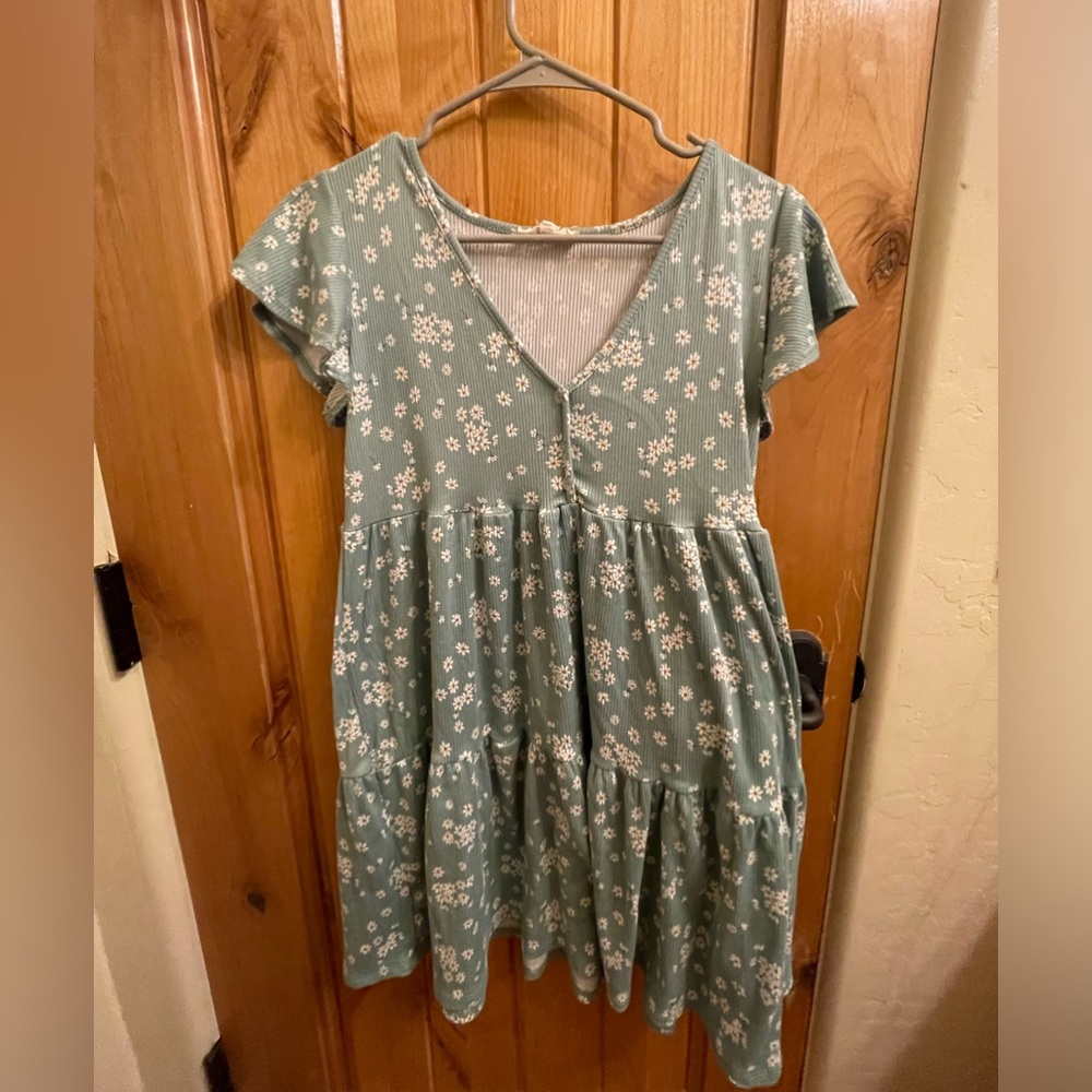 Green Floral Mini Dress